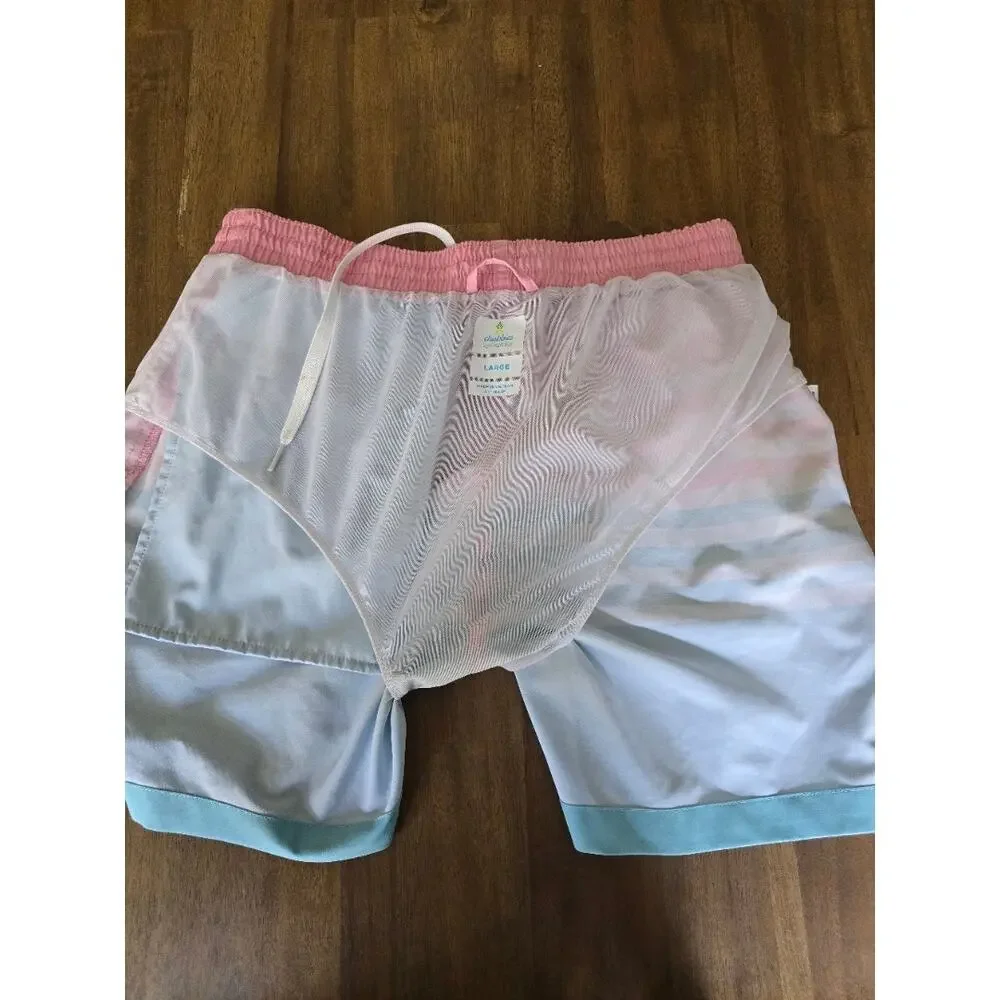 Chubbies Shorts Mens Pink Blue Lined Classic Swim Trunk Pool Beach 5.5